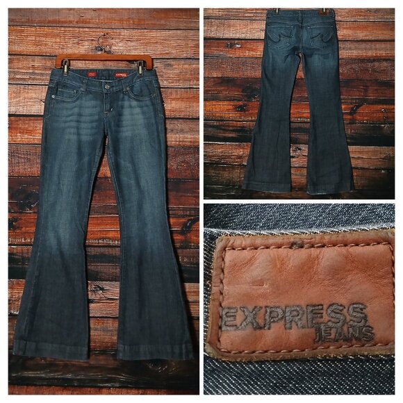Vintage Express Jeans Size 4 Stella Fit & Flare Low Rise Dark Wash Denim '04 - Picture 1 of 10